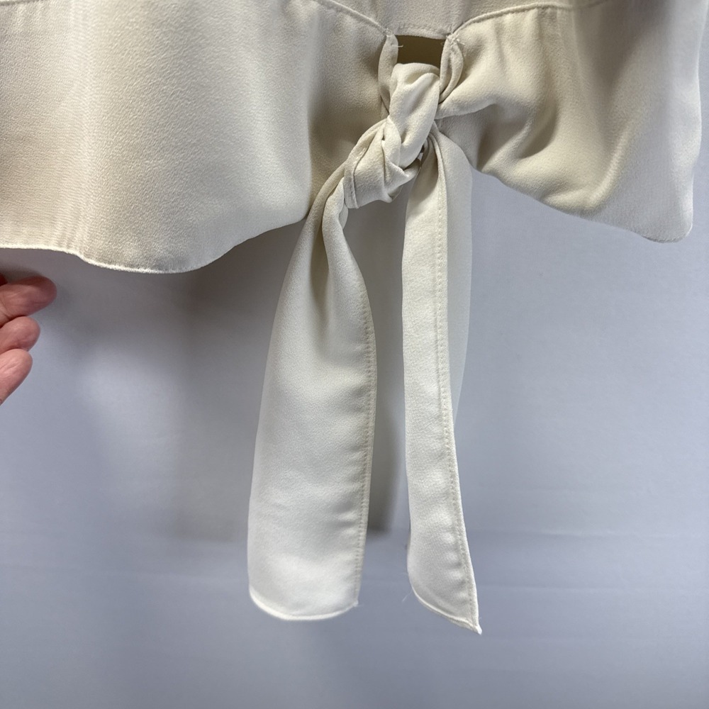 Talbots Women's Blouse Top Size‎ 20W Solid Ivory Minimalist 3/4 Sleeve Side Tie - Picture 5 of 9
